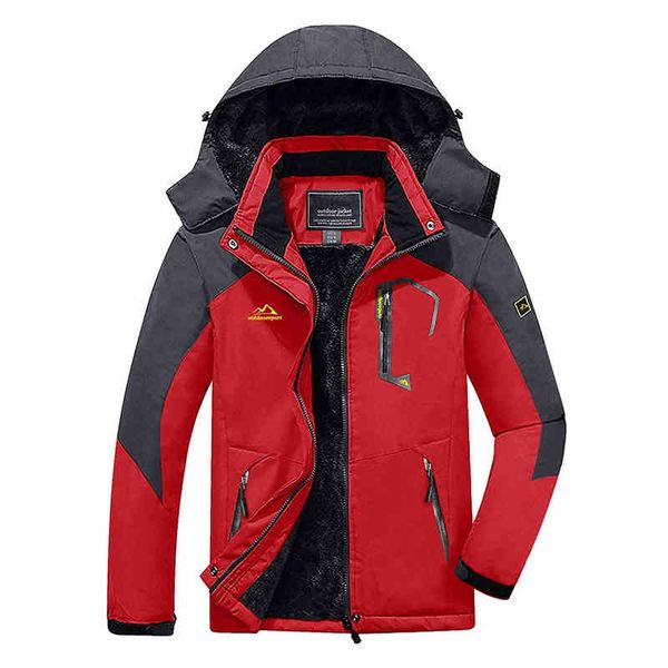 men's windproof mountain et winter warm fce lined sports rain ski coat with hood, Black
