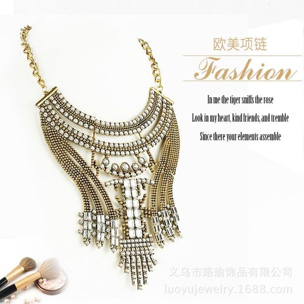 pendant necklaces 2021 full drilling retro brand necklace exaggerated style fashion noble women's, Silver
pendant necklaces 2021 full drilling retro brand necklace exaggerated style fashion noble women's, Silver