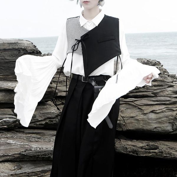 women's vests lux angner 2021 summer fashion women blazers houndstooth stitching irregular tailoring bandage vest gilet femme, Black;white
women's vests lux angner 2021 summer fashion women blazers houndstooth stitching irregular tailoring bandage vest gilet femme, Black;white