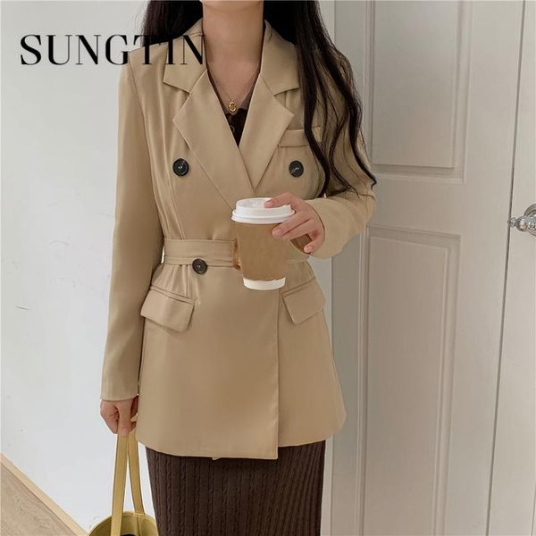 women's suits & blazers sungtin office lady solid sashes for women green long sleeve double breasted suit jacket korean coats, White;black
women's suits & blazers sungtin office lady solid sashes for women green long sleeve double breasted suit jacket korean coats, White;black