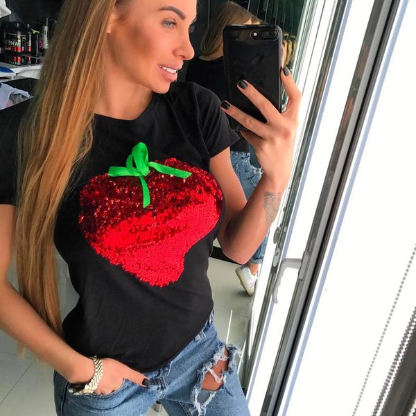 fashion summer tshirts for women kawaii fruit strawberry sequin t shirt white black female t-shirt tee
fashion summer tshirts for women kawaii fruit strawberry sequin t shirt white black female t-shirt tee