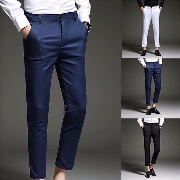 men's suits & blazers 2021 mens slim fit business dress pants for suit ankle length men summer formal trousers, White;black
men's suits & blazers 2021 mens slim fit business dress pants for suit ankle length men summer formal trousers, White;black
