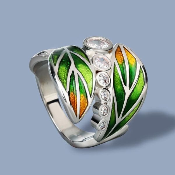 cluster rings and unique 925 silver women's green leaf ring exquisite handmade enamel jewelry zircon fine, Golden;silver
cluster rings and unique 925 silver women's green leaf ring exquisite handmade enamel jewelry zircon fine, Golden;silver