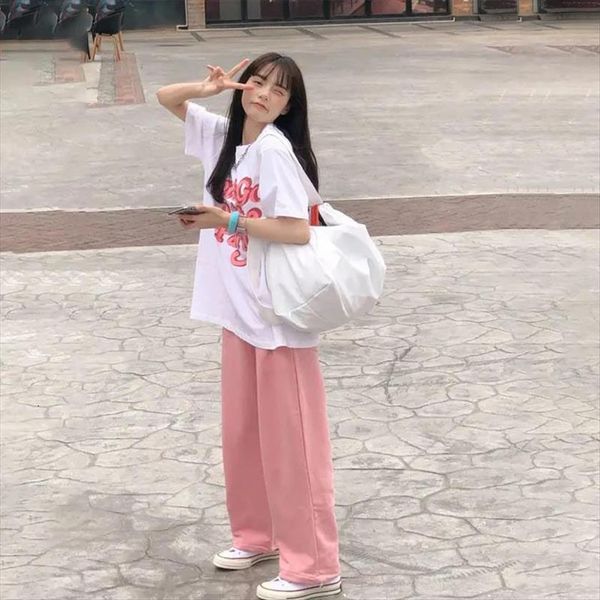 pink sweatpants wide leg womens capris baggy korean fashion oversize sports pockets casual joggers trouser suits, Black;white
pink sweatpants wide leg womens capris baggy korean fashion oversize sports pockets casual joggers trouser suits, Black;white