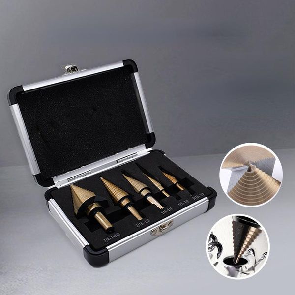 professional hand tool sets 4241 high-speed steel inch step drill five-piece pagoda aluminum box plate hole punch thin opener
professional hand tool sets 4241 high-speed steel inch step drill five-piece pagoda aluminum box plate hole punch thin opener