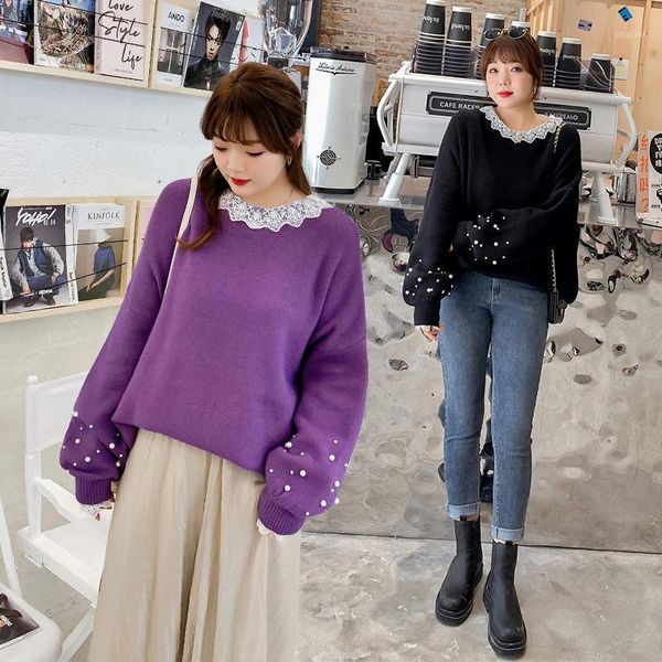 autumn winter large size women round neck splicing temperament thickened leisure 200 jin plump girls lace beaded fashion sweater women', White;black
autumn winter large size women round neck splicing temperament thickened leisure 200 jin plump girls lace beaded fashion sweater women', White;black