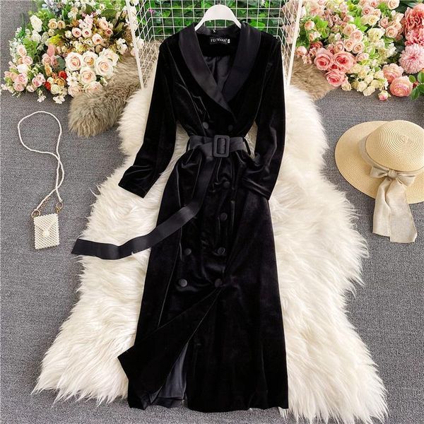 casual dresses yizzhoy suit collar velvet dress autumn winter korean lace up waist slim temperament medium long, Black;gray
casual dresses yizzhoy suit collar velvet dress autumn winter korean lace up waist slim temperament medium long, Black;gray