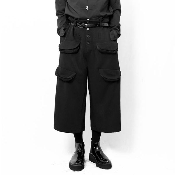 japanese men's casual pants multi-pocket stage catwalk fashion tooling cropped trousers wide leg, Black
japanese men's casual pants multi-pocket stage catwalk fashion tooling cropped trousers wide leg, Black