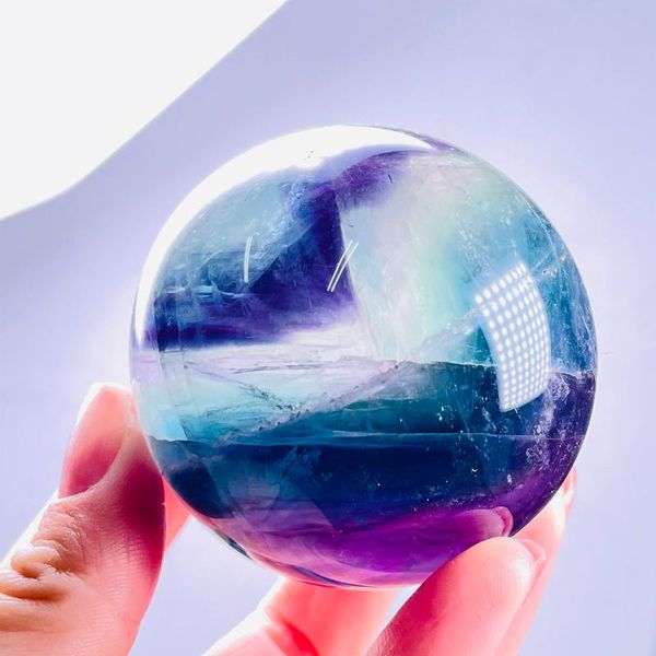 high polished purple fluorite quartz sphere crystal gemstone ball healing decorative objects & figurines