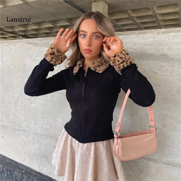 women's t-shirt spring solid black stretch slim knitting crop woman soft fur collar design casual high street coat, White
women's t-shirt spring solid black stretch slim knitting crop woman soft fur collar design casual high street coat, White