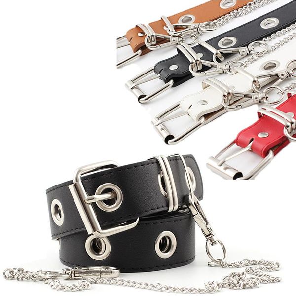 belts women punk metal chain pu leather fashion belt adjustable single eyelet grommet buckle multicolor selection, Black;brown
belts women punk metal chain pu leather fashion belt adjustable single eyelet grommet buckle multicolor selection, Black;brown