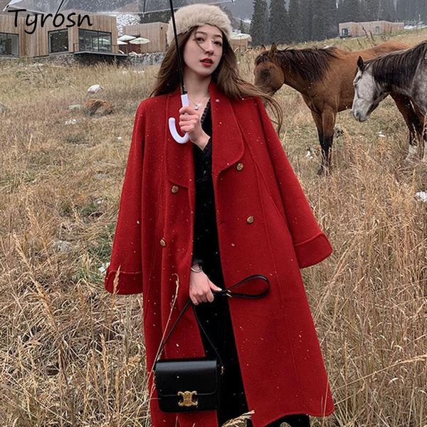 women's wool & blends women coats long double breasted solid temperament elegant mujer double-sided cashmere warm loose fashion vintage, Black
women's wool & blends women coats long double breasted solid temperament elegant mujer double-sided cashmere warm loose fashion vintage, Black