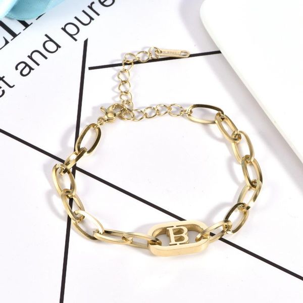link, chain stainless steel gold color letter b bracelets for women metal thick link bracelet fashion jewelry, Black
link, chain stainless steel gold color letter b bracelets for women metal thick link bracelet fashion jewelry, Black