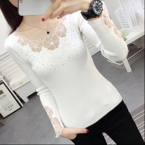 lace spring womens sweaters embroidery o neck rhinestone pullovers women mesh hollow out autumn soft lady long sleeve, White;black
lace spring womens sweaters embroidery o neck rhinestone pullovers women mesh hollow out autumn soft lady long sleeve, White;black