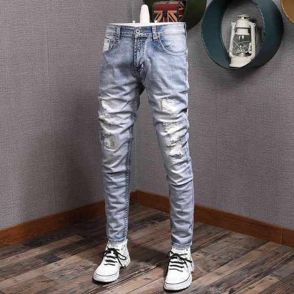 jeans italian style fashion men jeans elastic light blue destroyed ripped denim punk trousers streetwear designer slim hip hop pants
jeans italian style fashion men jeans elastic light blue destroyed ripped denim punk trousers streetwear designer slim hip hop pants