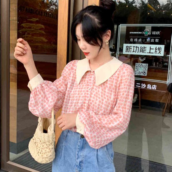 shirts spring autumn korea fashion women peter pan collar polka loose shirt dot chiffon from long bluse print sweet s137, White
shirts spring autumn korea fashion women peter pan collar polka loose shirt dot chiffon from long bluse print sweet s137, White