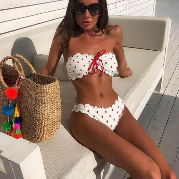 women's swimwear polka dot bikini women 2021 two piece swimsuit push up floral side bathing suit brazilian beach wear swimming, White;black
women's swimwear polka dot bikini women 2021 two piece swimsuit push up floral side bathing suit brazilian beach wear swimming, White;black