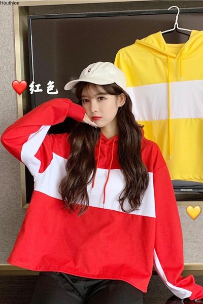 houthion women's sweater the fashion casual temperament short loose splicing long sleeve hooded collar women sweaters, White;black
houthion women's sweater the fashion casual temperament short loose splicing long sleeve hooded collar women sweaters, White;black
