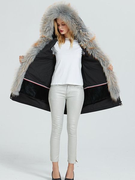women's fur & faux coat female real liner parka winter jacket women raccoon collar warm korean long jackets my4155, Black
women's fur & faux coat female real liner parka winter jacket women raccoon collar warm korean long jackets my4155, Black