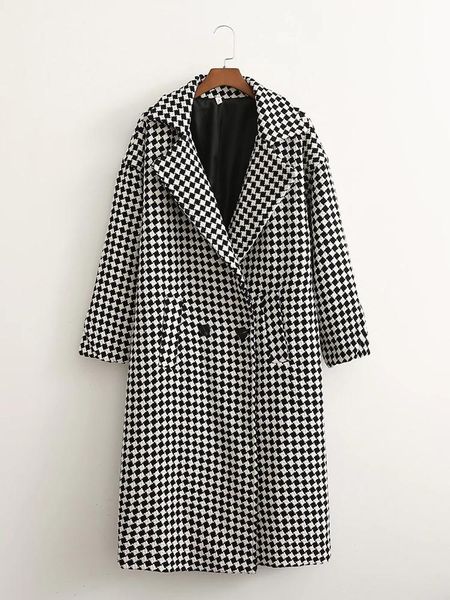 women's wool & blends 2021 long plaid jackets women vintage lapel sleeve slim autumn blazer fashion chic pocket double breasted woman c, Black
women's wool & blends 2021 long plaid jackets women vintage lapel sleeve slim autumn blazer fashion chic pocket double breasted woman c, Black