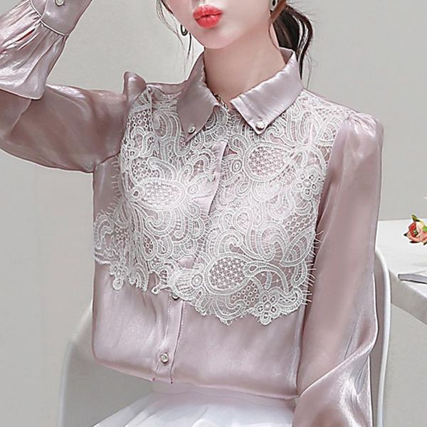 women's blouses & shirts blouse women blusas mujer de moda 2021 autumn long sleeve lace chiffon shirt blusa d377, White
women's blouses & shirts blouse women blusas mujer de moda 2021 autumn long sleeve lace chiffon shirt blusa d377, White