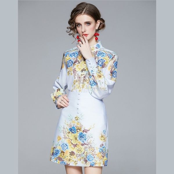 summer ladies chiffon 2 pieces stand collar lantern sleeve blouse shirts + hight waist blue flower print short skirt set 210514, White
summer ladies chiffon 2 pieces stand collar lantern sleeve blouse shirts + hight waist blue flower print short skirt set 210514, White