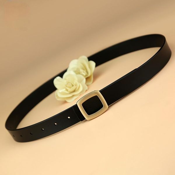 leather women belts belt classic female round buckle simple pin, Black;brown