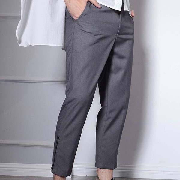 men's pants light gray cropped with zipper europe and the united states simple wild men's men clothing trousers, Black
men's pants light gray cropped with zipper europe and the united states simple wild men's men clothing trousers, Black