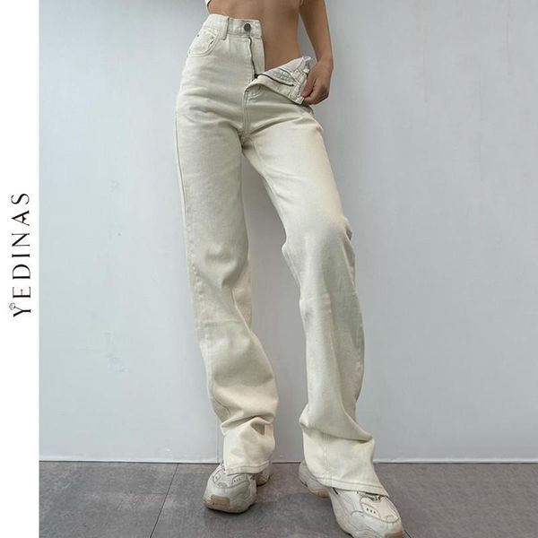 women's jeans yedinas women high waist straight mom denim trousers female streetwear white vintage clothes boot cut wide leg pants, Blue
women's jeans yedinas women high waist straight mom denim trousers female streetwear white vintage clothes boot cut wide leg pants, Blue