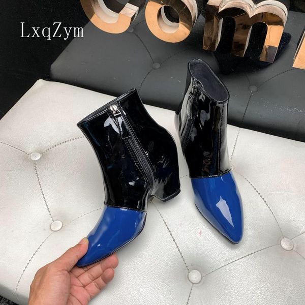 boots lxqzym brand trend patent leather woman color stitching ankle women winter zipper fashion short botas de mujer, Black
boots lxqzym brand trend patent leather woman color stitching ankle women winter zipper fashion short botas de mujer, Black