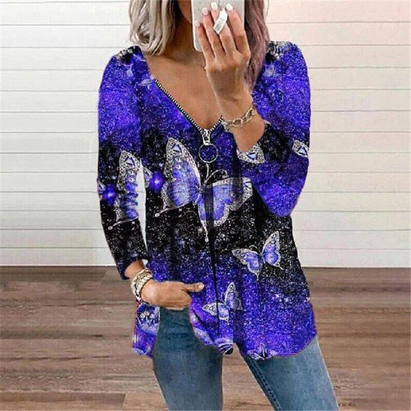 women's t-shirt plus size shirts women fashion long sleeve v-neck zipper butterfly printrd t-shirts loose casual oversize, White
women's t-shirt plus size shirts women fashion long sleeve v-neck zipper butterfly printrd t-shirts loose casual oversize, White