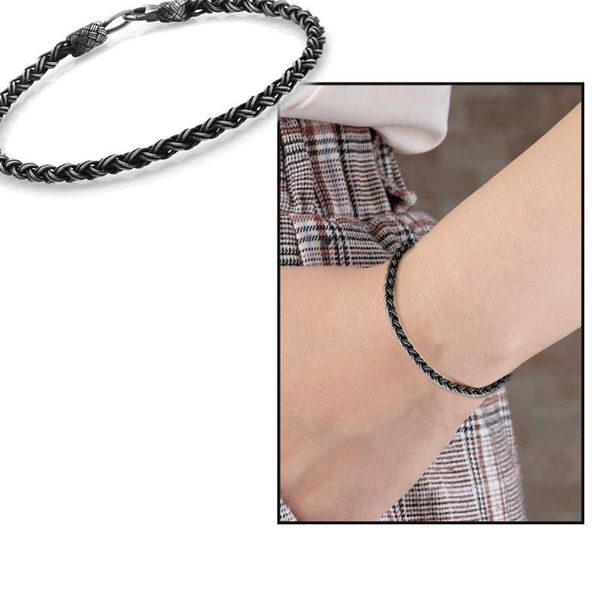 bangle tesbihane handwork weave design oval form 1000 sterling silver kazaz bracelet, Black
bangle tesbihane handwork weave design oval form 1000 sterling silver kazaz bracelet, Black