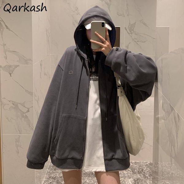 women's jackets women basic hooded zipper solid sweatshirts students all-match outwear embroidery harajuku summer thin fashion chic, Black;brown 
women's jackets women basic hooded zipper solid sweatshirts students all-match outwear embroidery harajuku summer thin fashion chic, Black;brown