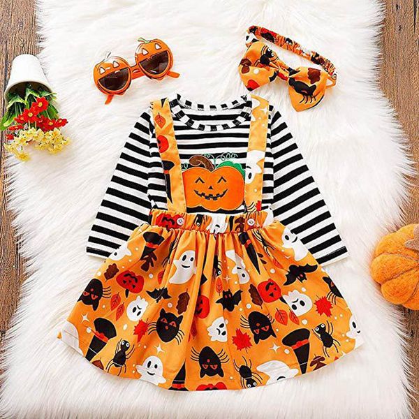 halloween kids clothing sets girls outfits baby clothes long sleeve striped t-shirts pumpkin embroidered cartoon skirt dress headbands 3pcs, White
halloween kids clothing sets girls outfits baby clothes long sleeve striped t-shirts pumpkin embroidered cartoon skirt dress headbands 3pcs, White