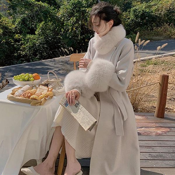 women's wool & blends herstory temperament removable fur collar hepburn style woolen coat women 2021 loose casual mid-length winter jac, Black
women's wool & blends herstory temperament removable fur collar hepburn style woolen coat women 2021 loose casual mid-length winter jac, Black