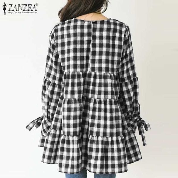 women's blouses & shirts blouses elegant check ruffle casual puff sleeve blusas female o neck tunic plus size lace up chem 3qz7, White
women's blouses & shirts blouses elegant check ruffle casual puff sleeve blusas female o neck tunic plus size lace up chem 3qz7, White