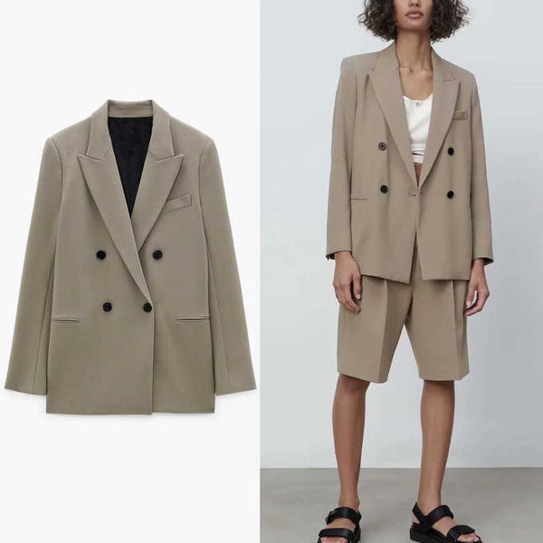 za double breasted shoulder pads blazer women vintage long sleeve office blazers coat woman patch pockets outerwear 210602, White;black
za double breasted shoulder pads blazer women vintage long sleeve office blazers coat woman patch pockets outerwear 210602, White;black