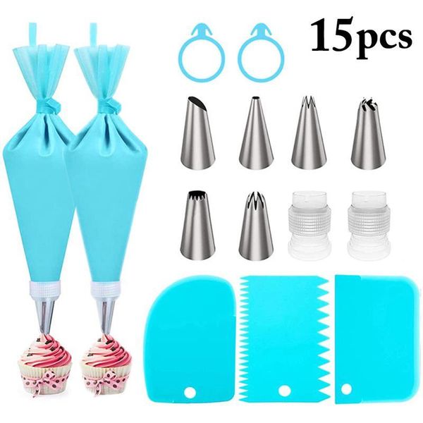 baking & pastry tools 15/17pcs/set silicone bag tips kitchen cake icing piping cream decorating reusable bags+6nozzle set
baking & pastry tools 15/17pcs/set silicone bag tips kitchen cake icing piping cream decorating reusable bags+6nozzle set