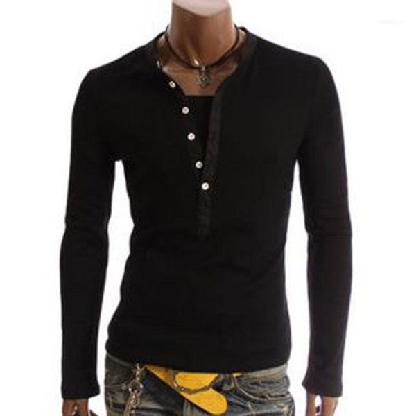 autumn men's long sleeve t-shirt v neck button casual t shirt men tees1, White;black
autumn men's long sleeve t-shirt v neck button casual t shirt men tees1, White;black