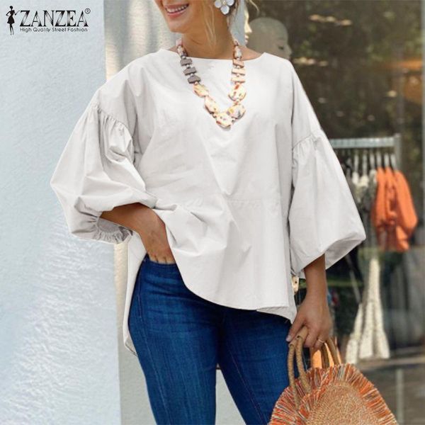 women's blouses & shirts fashion solid blouse womens summer ladies office work puff sleeve blusa casual loose o neck shirt overs, White
women's blouses & shirts fashion solid blouse womens summer ladies office work puff sleeve blusa casual loose o neck shirt overs, White