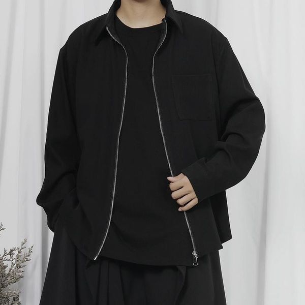 men's casual shirts shirt coat 2021 autumn large long sleeve japanese minority designer loose zipper, White;black
men's casual shirts shirt coat 2021 autumn large long sleeve japanese minority designer loose zipper, White;black