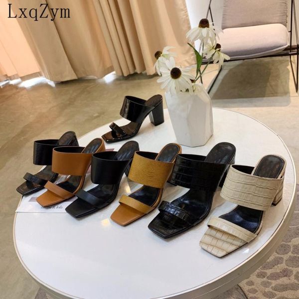 open toe mules slippers woman square high heels leather sandals female summer slides party dress ladies brand shoes, Black
open toe mules slippers woman square high heels leather sandals female summer slides party dress ladies brand shoes, Black