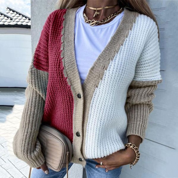 women's knits & tees knitted cardigans sweater long sleeve v-neck fashion autumn loose coat casual button thick female 2021, White
women's knits & tees knitted cardigans sweater long sleeve v-neck fashion autumn loose coat casual button thick female 2021, White