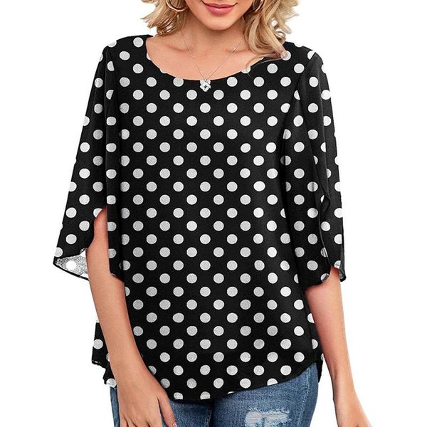 40#dot print women's blusass summer casual shirt short sleeve round neck blusas loose tunic women cadeau femme t-shirt, White
40#dot print women's blusass summer casual shirt short sleeve round neck blusas loose tunic women cadeau femme t-shirt, White