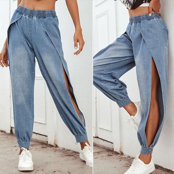high waist pants trousers for women fashion women's cowboy female side slits casual feet denim jeans, Blue
high waist pants trousers for women fashion women's cowboy female side slits casual feet denim jeans, Blue