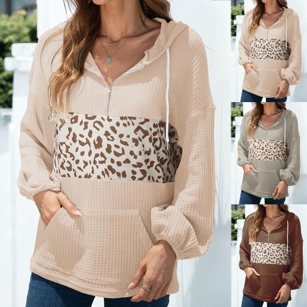 women's hoodies & sweatshirts women hoodie fashion zip long sleeve leopard stitching pockets blouse ladies casual 2021 top, Black
women's hoodies & sweatshirts women hoodie fashion zip long sleeve leopard stitching pockets blouse ladies casual 2021 top, Black