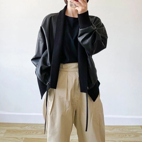 2021 autumn and winter new european leather jacket women's short loose black lambskin cardigan
2021 autumn and winter new european leather jacket women's short loose black lambskin cardigan