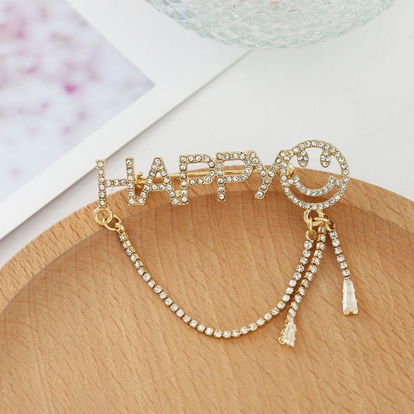 new product personality happy letter chain brooch creative smile face tassel brooch clothing accessories, Gray
new product personality happy letter chain brooch creative smile face tassel brooch clothing accessories, Gray