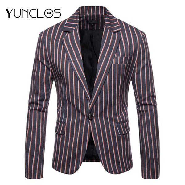 men's suits & blazers yunclos 2021 casual striped slim fit men suit blazer fashion single button business jacket male prom, White;black
men's suits & blazers yunclos 2021 casual striped slim fit men suit blazer fashion single button business jacket male prom, White;black