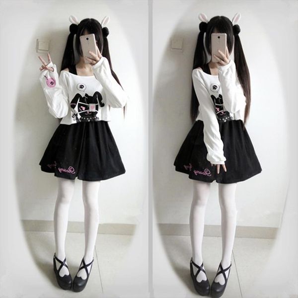 fanco black comic rabbit women dresses teens girls 2 pcs suit sweet cotton short cute bunny print long sleeves lolita, Black;gray
fanco black comic rabbit women dresses teens girls 2 pcs suit sweet cotton short cute bunny print long sleeves lolita, Black;gray